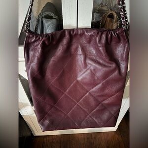 XXL 22 style bag Elegant Burgundy Leather Tote Bag by Virsa